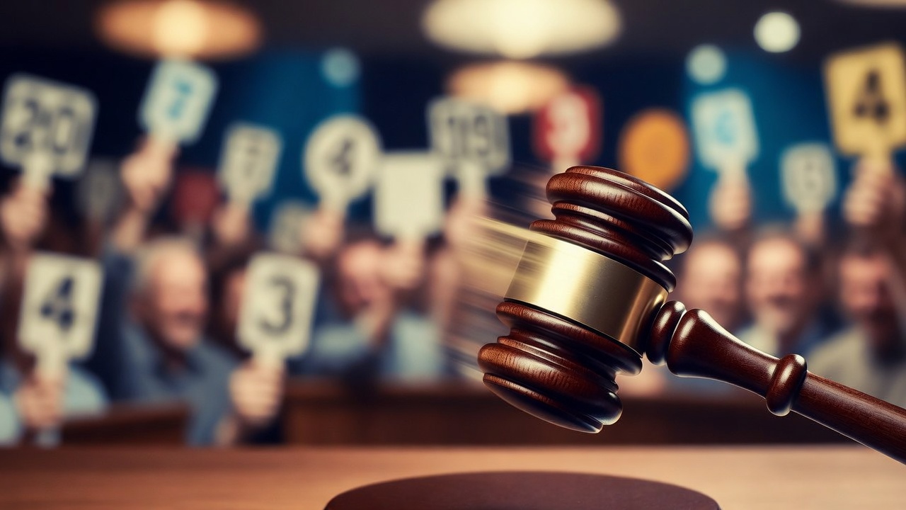 Auction gavel mid-strike