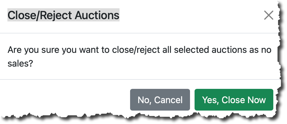 Close/Reject confirmation dialog
