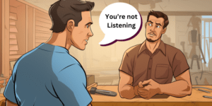 Customer telling a businessman that he is not listening