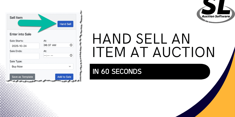 Hand Sell an Item in 60 Seconds, Selling Lane Auction Software hand selling with our auction software