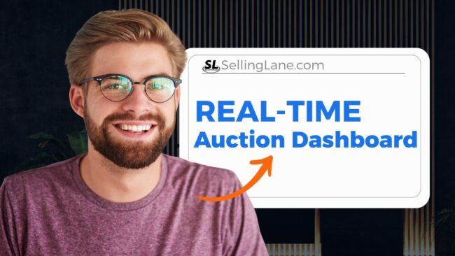 Selling Lane Auction Software real-time auction Dashboard showing live bidder stats and revenue.
