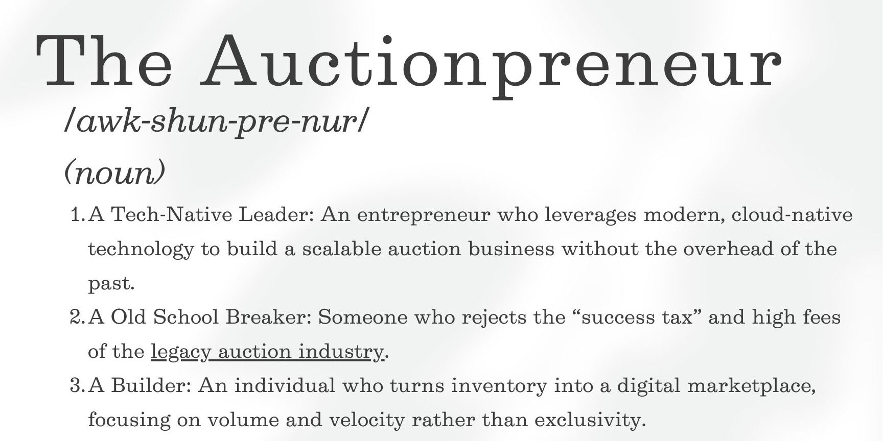Auction-preneur Affordable Auction Software (1) The Auctionpreneur a new word fro modern auctioneers