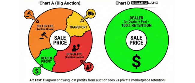 To charts showing the advantage of running your own wholesale auction marketplace